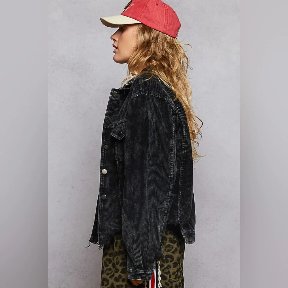 POL Corduroy Trucker Jacket – Black Size Medium - Picture 3 of 13